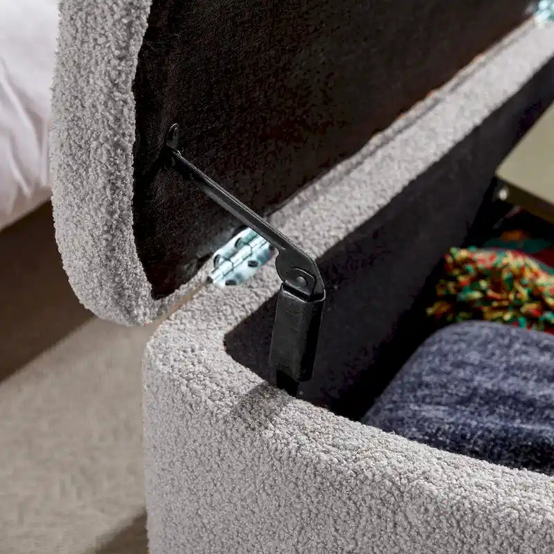 Storage Ottoman Bench for End of Bed Gold Legs, Faux Fur Entryway Bench Upholstered Padded with Storage for Living Room Bedroom