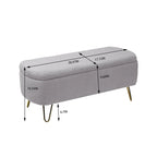 Storage Ottoman Bench for End of Bed Gold Legs, Faux Fur Entryway Bench Upholstered Padded with Storage for Living Room Bedroom