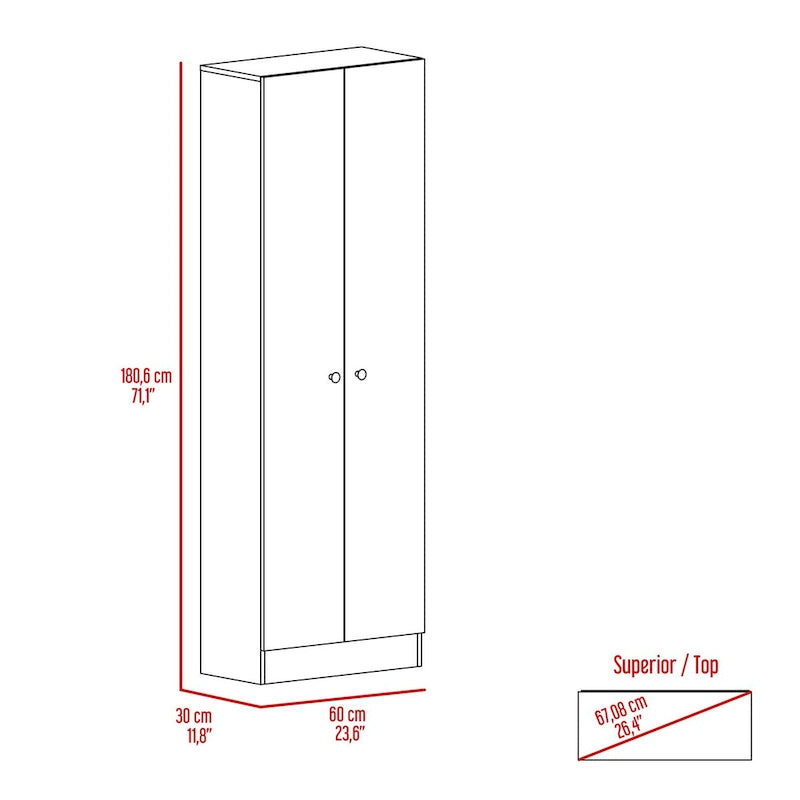 Multistorage Cabinet, Double Door, Five Shelves -Light Oak / Black