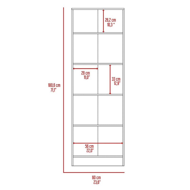 Multistorage Cabinet, Double Door, Five Shelves -Light Oak / Black