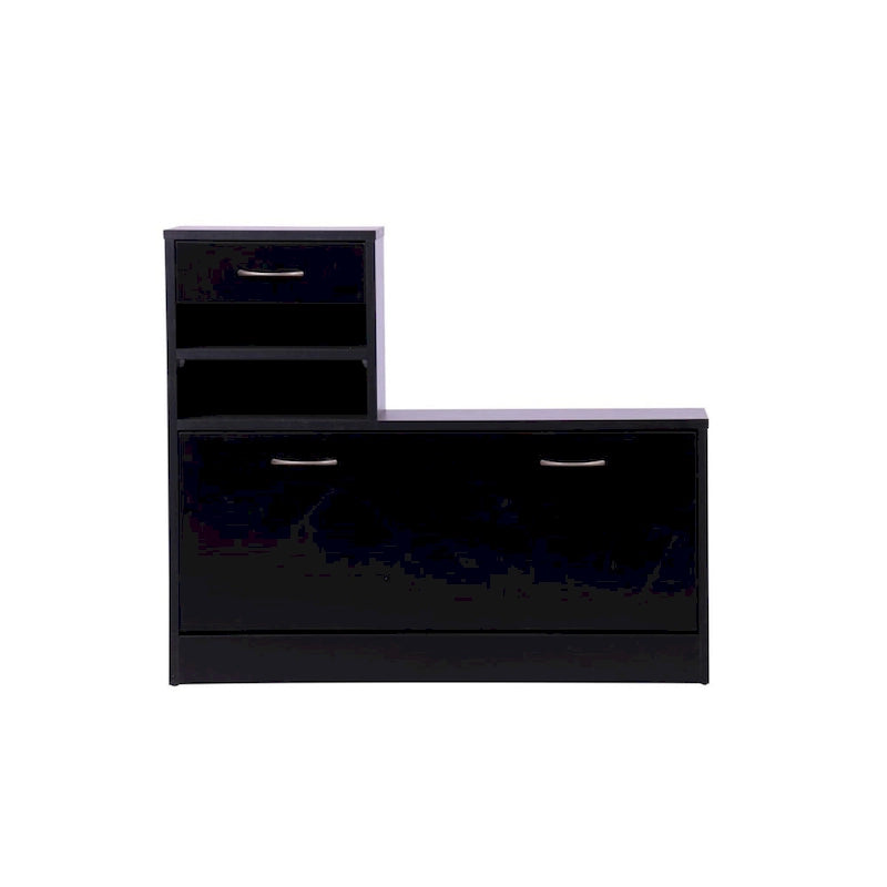 Three In One Combination Model Gate Cabinet with Shoe cabinet+Hang shelf+ Mirror, Black
