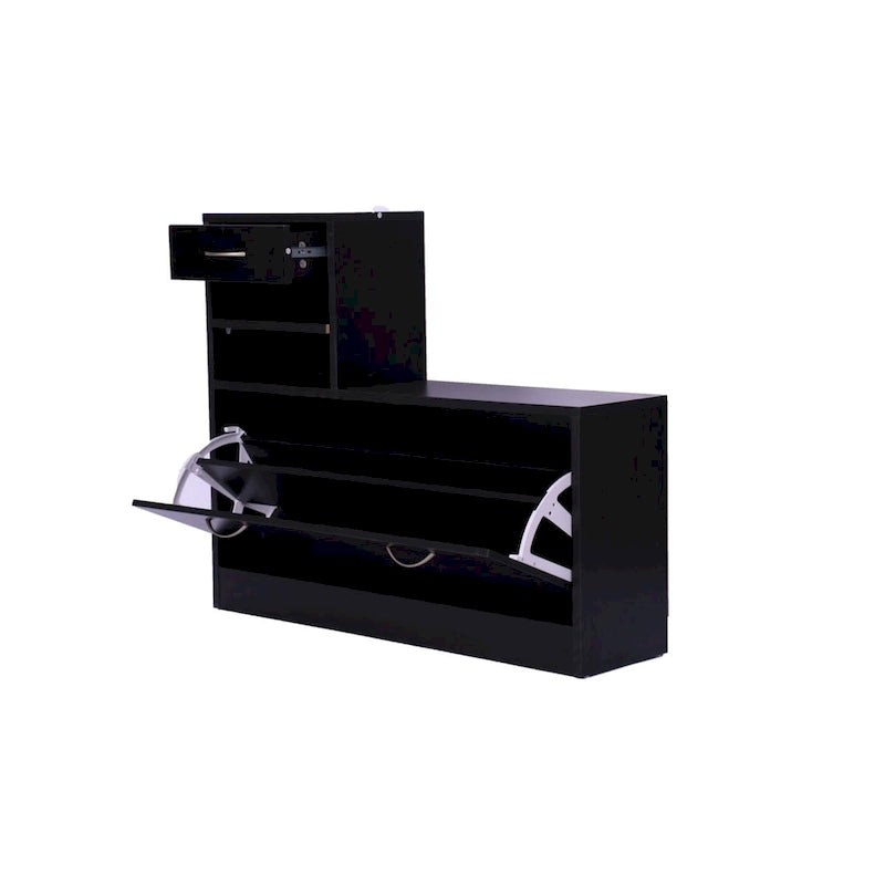 Three In One Combination Model Gate Cabinet with Shoe cabinet+Hang shelf+ Mirror, Black