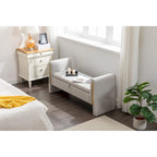 Velvet Fabric Storage Bench Bedroom Bench With Gold Metal Trim Strip For Living Room Bedroom Indoor,Light Gray