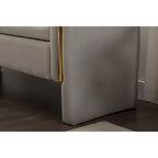 Velvet Fabric Storage Bench Bedroom Bench With Gold Metal Trim Strip For Living Room Bedroom Indoor,Light Gray