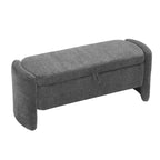 Oval Ottoman Storage Chenille Fabric Bench with Large Storage Space