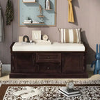 Shoe Bench Storage Bench with 2 Drawers,2 Cabinets,Removable Cushion