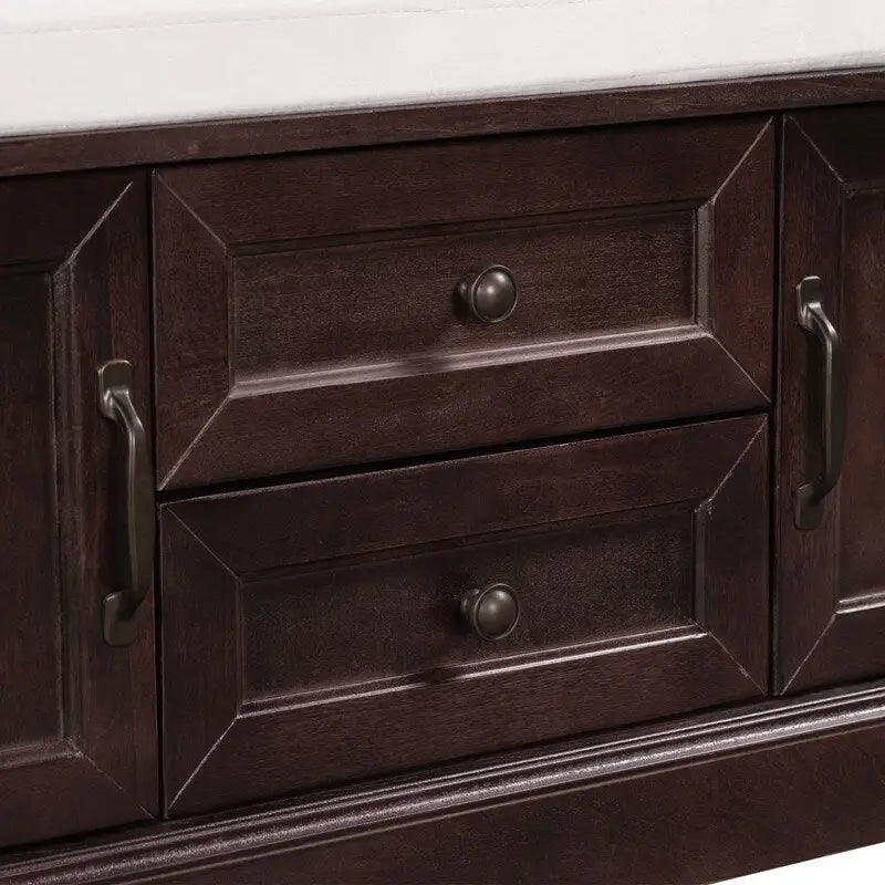 Shoe Bench Storage Bench with 2 Drawers,2 Cabinets,Removable Cushion