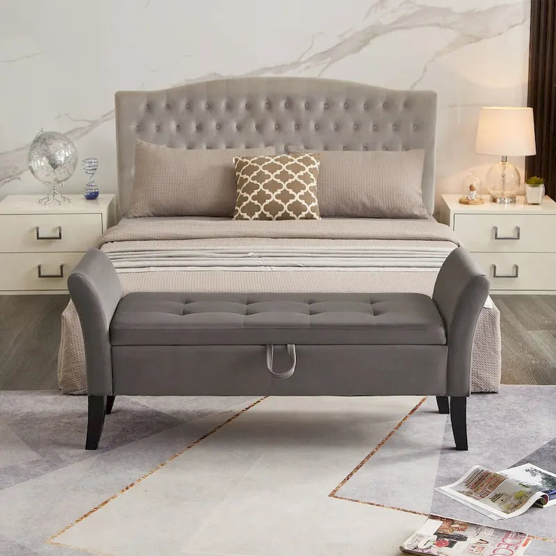 51.5 Bed Bench with Storage Velvet Space-Saving Sofas for Living Room, Apartment and Office