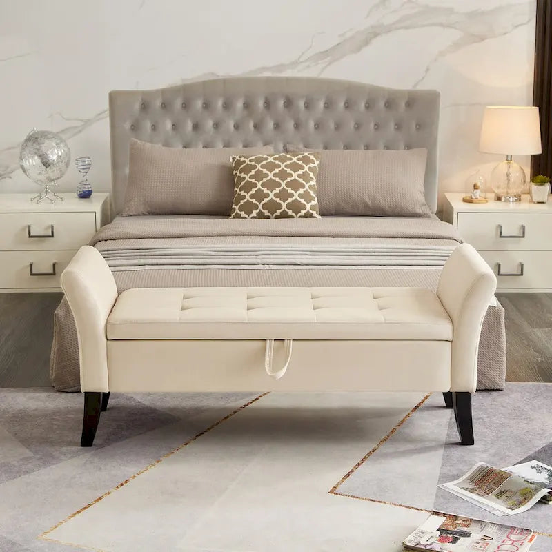 51.5 Bed Bench with Storage Velvet Space-Saving Sofas for Living Room, Apartment and Office