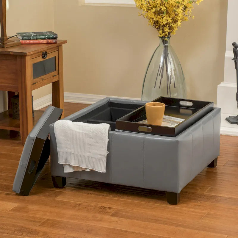 Modern Upholsteredoe Storage Bench Ottoman