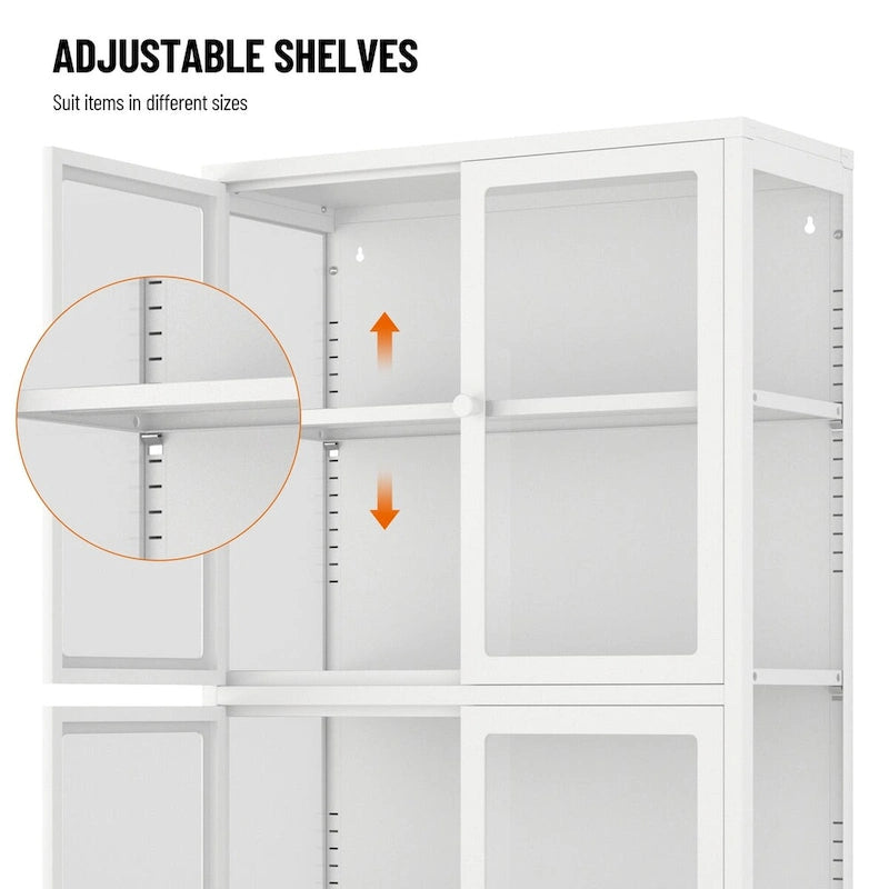 Four Door Storage Cabinet with Adjustable Shelves and Feet Cold-Rolled Steel Sideboard Furniture for Living Room Kitchen