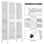 Four Door Storage Cabinet with Adjustable Shelves and Feet Cold-Rolled Steel Sideboard Furniture for Living Room Kitchen
