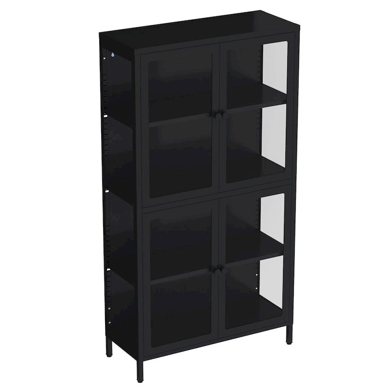 Four Door Storage Cabinet with Adjustable Shelves and Feet Cold-Rolled Steel Sideboard Furniture for Living Room Kitchen