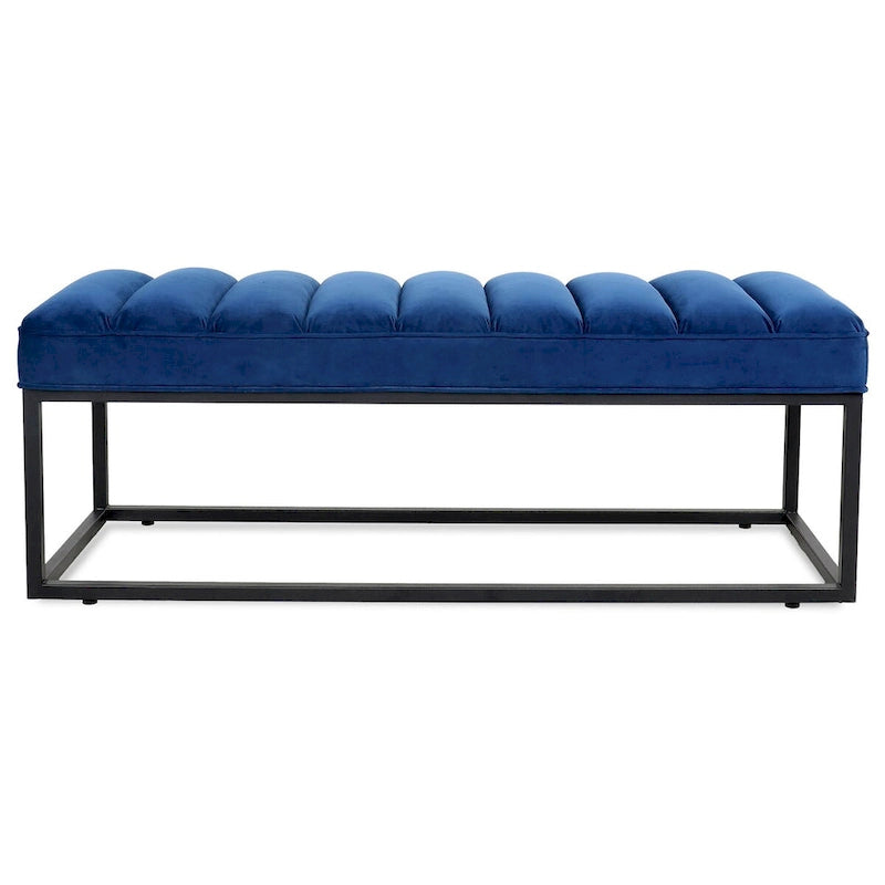 Metal Base Upholstered Bench Footstool for Entryway Living Room