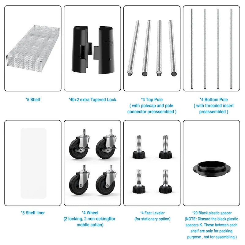 5 Tier 7500lbs Heavy Duty Adjustable Storage Rack Metal Shelf