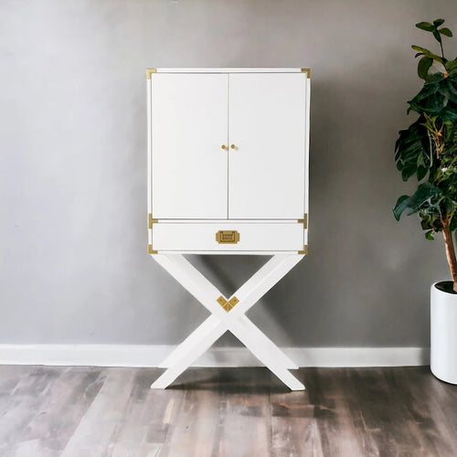 30 White Corner Display Stand With One Shelf And One Drawer