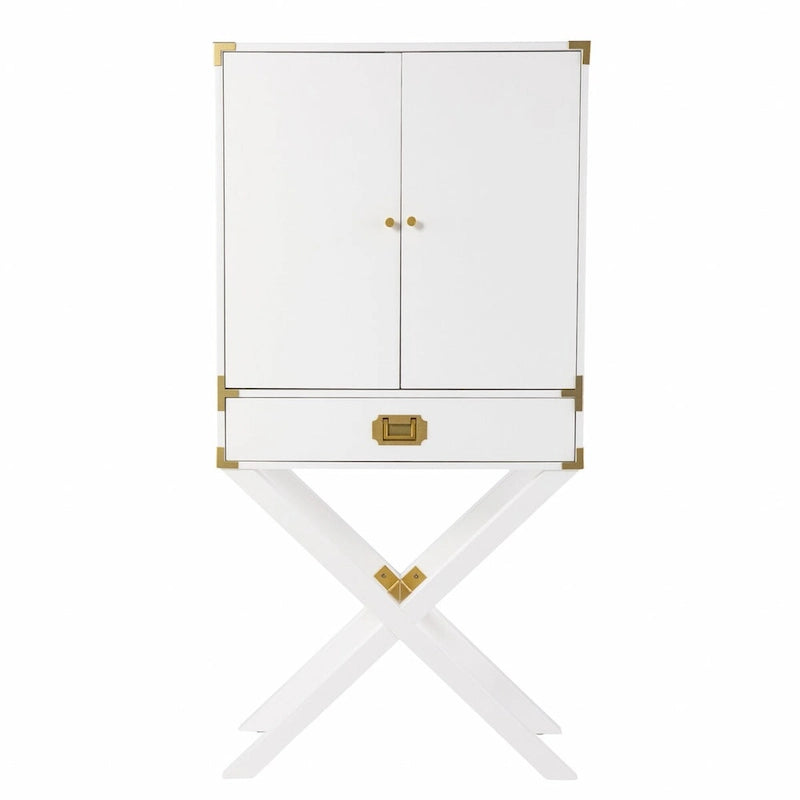 30 White Corner Display Stand With One Shelf And One Drawer