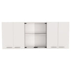 59-inch Two Center Glass Doors Wall Cabinet White