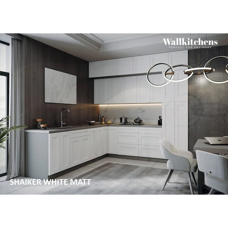 Kitchen Culinary Haven Collection White Matte Color Base Size 9Ft Wide - 108x24