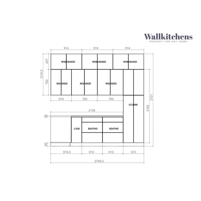 Kitchen Culinary Haven Collection White Matte Color Base Size 9Ft Wide - 108x24
