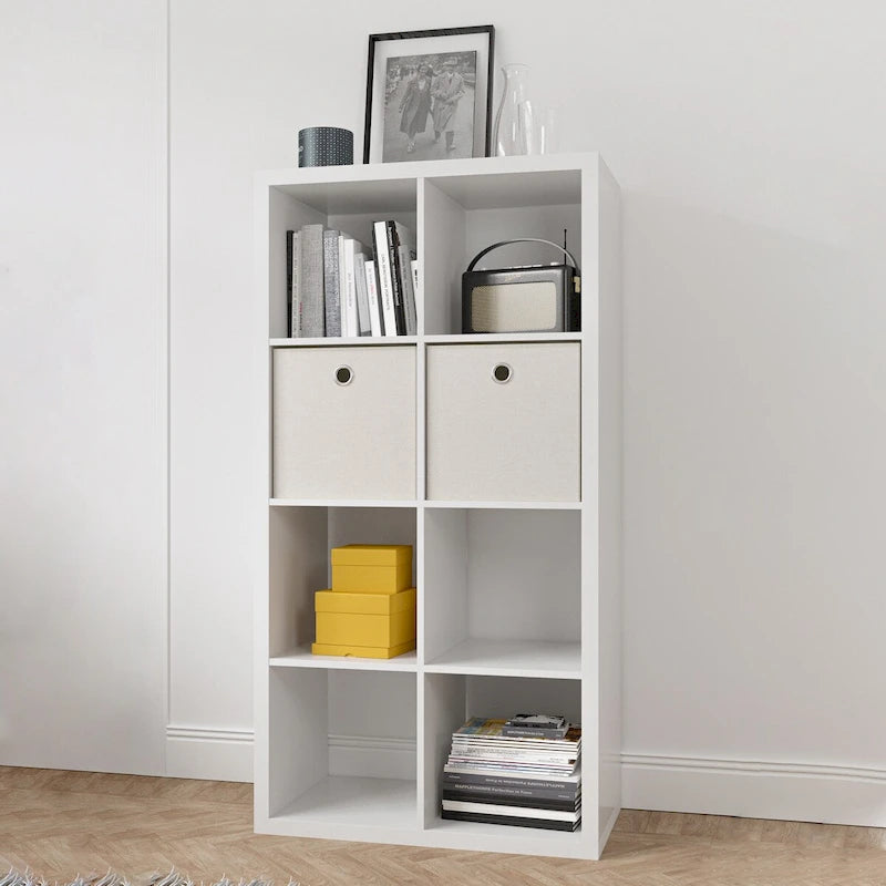 Smart Cube 8-Cube Organizer Storage with Opened Back Shelves,2 X 4 Cube Bookcase Book Shleves for Home,Office (White)