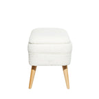 Polyester Oval Upholstered Boucle Storage Bench with Tapered Wood Legs - White or Gray - Roche River Decor