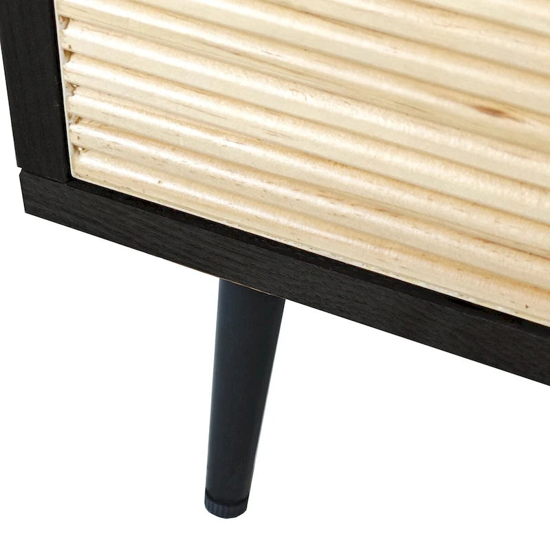 Vintage 4-Door Cabinet with Carved Effect Decoration Doors