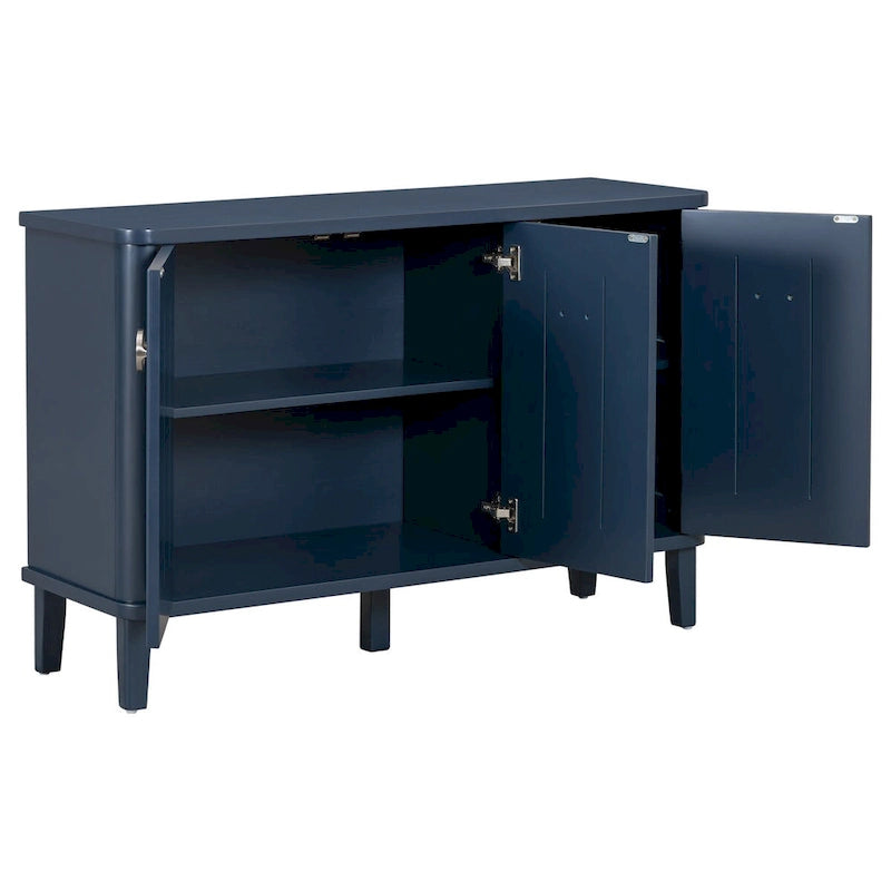 Simple and Atmospheric Solid Wood Veneer Fraxinus Mandschuric Cabinet with Three Acacia Solid Doors,Adjustable