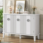 Simple and Atmospheric Solid Wood Veneer Fraxinus Mandschuric Cabinet with Three Acacia Solid Doors,Adjustable