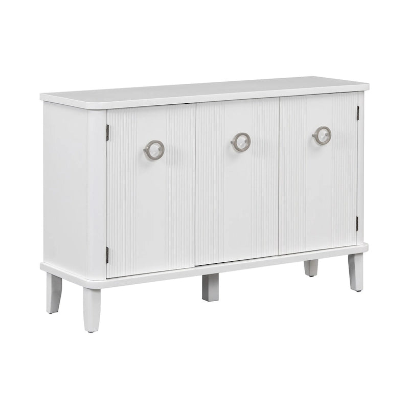 Simple and Atmospheric Solid Wood Veneer Fraxinus Mandschuric Cabinet with Three Acacia Solid Doors,Adjustable