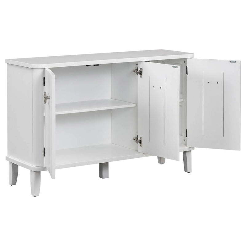 Simple and Atmospheric Solid Wood Veneer Fraxinus Mandschuric Cabinet with Three Acacia Solid Doors,Adjustable