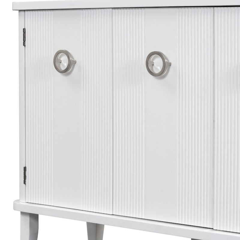 Simple and Atmospheric Solid Wood Veneer Fraxinus Mandschuric Cabinet with Three Acacia Solid Doors,Adjustable