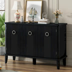 Simple and Atmospheric Solid Wood Veneer Fraxinus Mandschuric Cabinet with Three Acacia Solid Doors,Adjustable