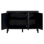 Simple and Atmospheric Solid Wood Veneer Fraxinus Mandschuric Cabinet with Three Acacia Solid Doors,Adjustable
