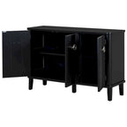 Simple and Atmospheric Solid Wood Veneer Fraxinus Mandschuric Cabinet with Three Acacia Solid Doors,Adjustable