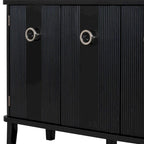Simple and Atmospheric Solid Wood Veneer Fraxinus Mandschuric Cabinet with Three Acacia Solid Doors,Adjustable