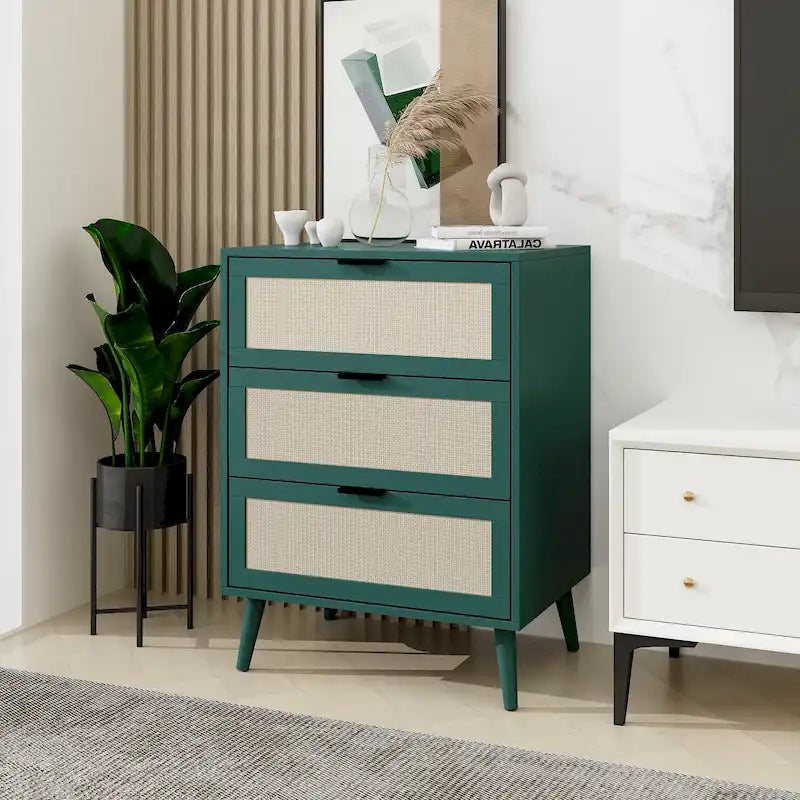 GEITIN 3 Drawers Storage Cabinet with Wood Legs