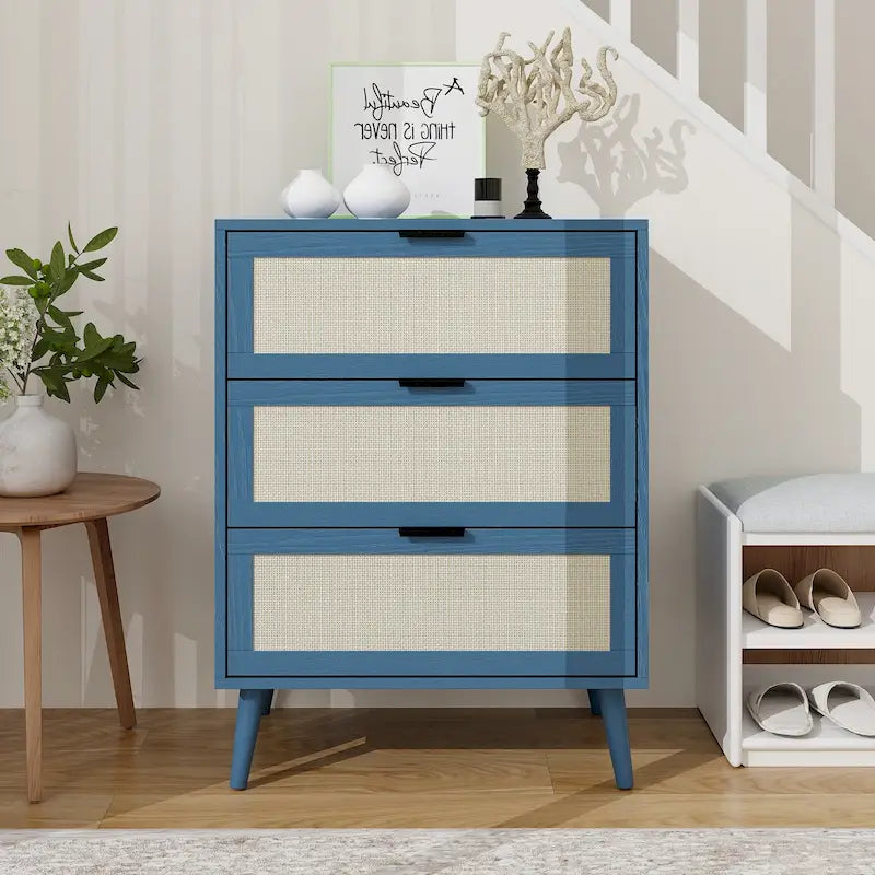 GEITIN 3 Drawers Storage Cabinet with Wood Legs