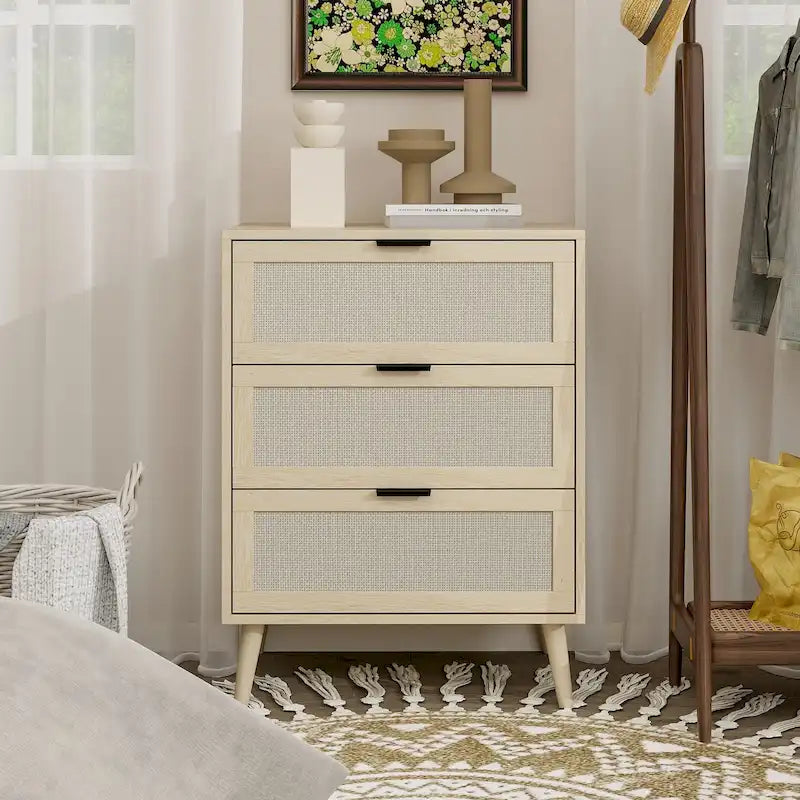 GEITIN 3 Drawers Storage Cabinet with Wood Legs