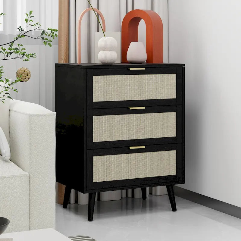 GEITIN 3 Drawers Storage Cabinet with Wood Legs