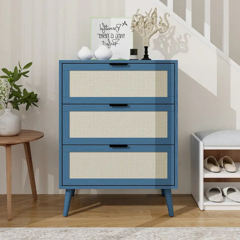 GEITIN 3 Drawers Storage Cabinet with Wood Legs
