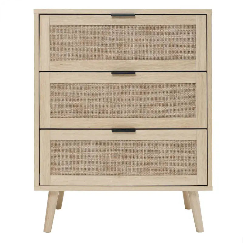 GEITIN 3 Drawers Storage Cabinet with Wood Legs