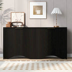 Vertical Stripes and Wavy Design of a Four-Door Cabinet Cabinet Suitable for Hallway, Entryway, Living Room