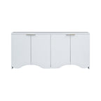 Vertical Stripes and Wavy Design of a Four-Door Cabinet Cabinet Suitable for Hallway, Entryway, Living Room