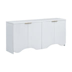 Vertical Stripes and Wavy Design of a Four-Door Cabinet Cabinet Suitable for Hallway, Entryway, Living Room