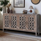 American Country Style Hollow Four-Door Antique Cabinet