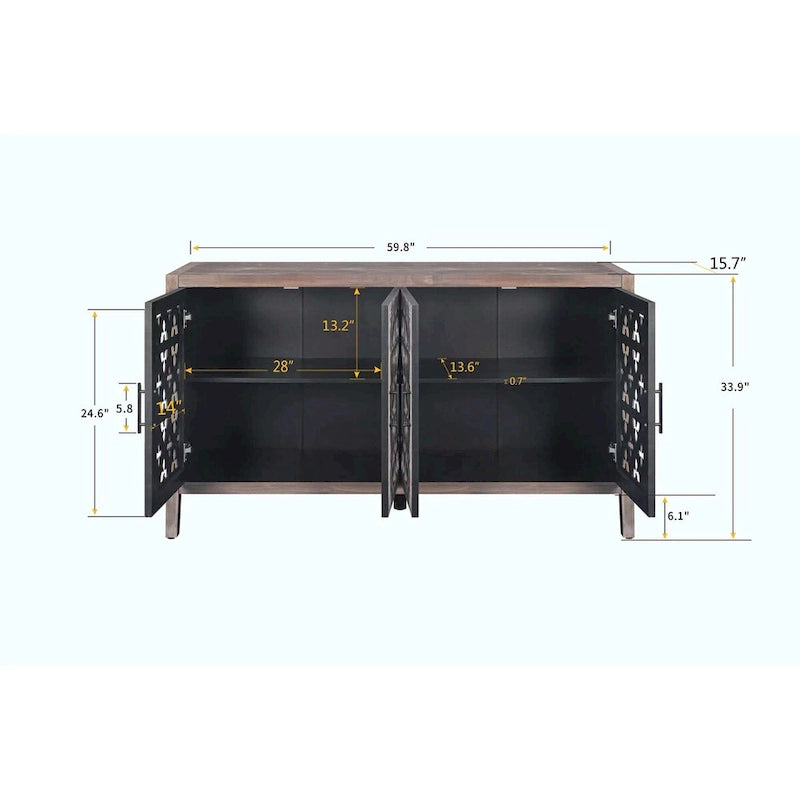 American Country Style Hollow Four-Door Antique Cabinet