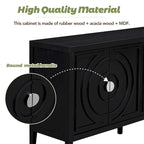 Retro Sideboard Door w/Circular Groove Design Round Metal Door Handle