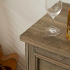 Farmhouse Buffet Cabinet with Storage Sideboard with 2 Drawers, Wine Bar Cabinet with Removable Wine Racks Storage Shelves