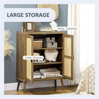 Sideboard Buffet Cabinet with Rattan Decorated Doors - 13.75D x 30W x 39.25H